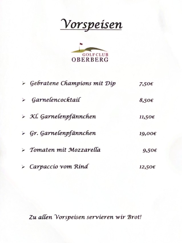 Sweet Spot Speisekarte Seite 1